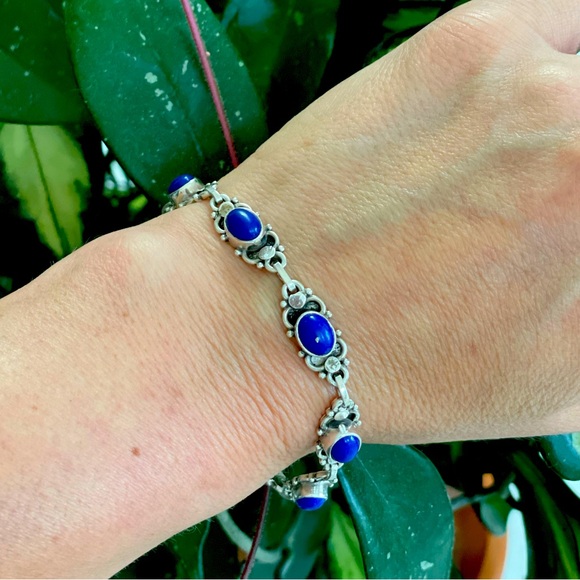 Sterling Bracelet with Blue Stones - Picture 1 of 5